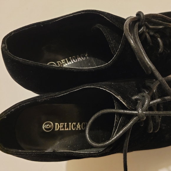 Delicacy Platform Black Suade Wedge Heels 6 - Picture 6 of 11